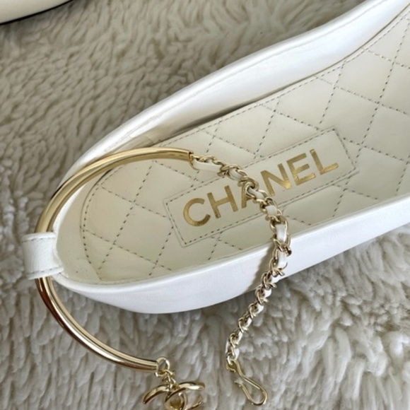 CHANEL CC LOGO Camellia Charm Cap Toe BALLERINA FLATS SHOES 39 - Picture 10 of 14